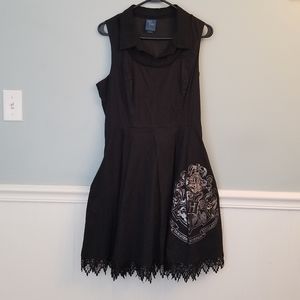 Hot Topic Exclusive Harry Potter Hogwarts Crest Collared Lace Up Womens XL Dress